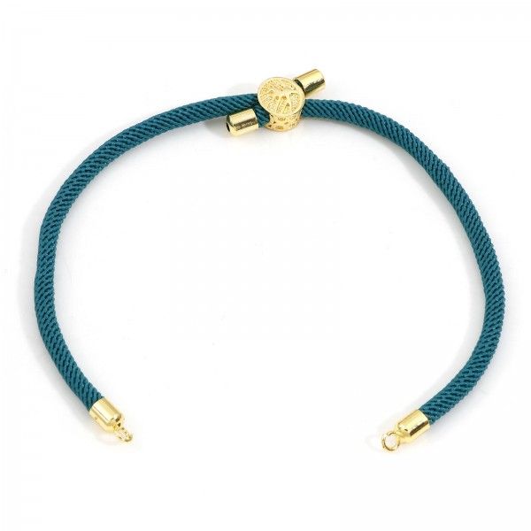 Support bracelet Intercalaire cordon Nylon ajustable avec accroche Slide Arbre Cuivre Doré Coloris Vert émeraude