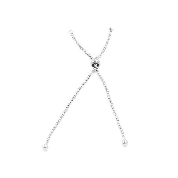 Bracelet Réglable, ajustable - Maille 2,5mm - 25cm - maille Paloma en Acier Inoxydable 304 - placage Argent Platine