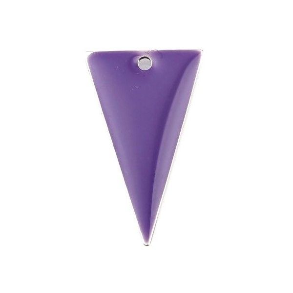 Sequins résine style émaillés Triangle Violet 22 par 13mm sur une base en métal Argenté