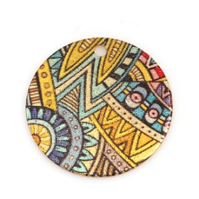 Pendentifs breloques stardust Ronde 20mm Art Déco Doré