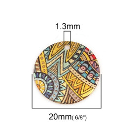 Pendentifs breloques stardust Ronde 20mm Art Déco Doré
