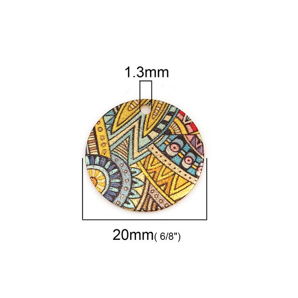 Pendentifs breloques stardust Ronde 20mm Art Déco Doré