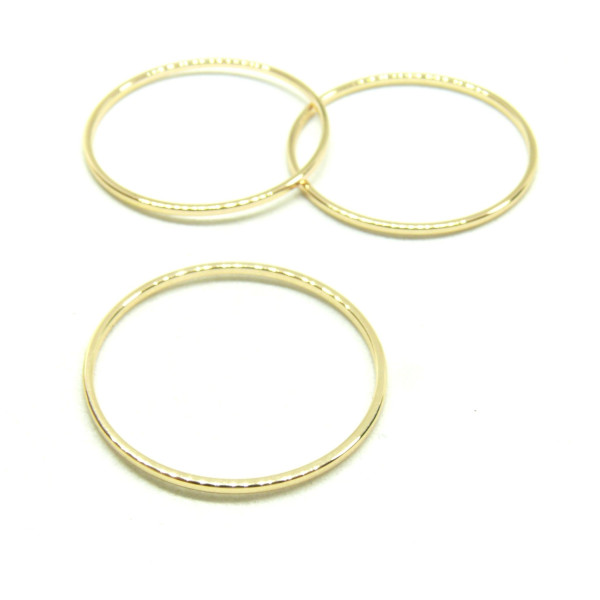 Anneaux fermés 25mm, Cuivre finition Doré à l'or fin 18K