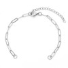 Bracelet ajustable avec chaine d'extension 17cm maille rectangle 3.5mm en Acier Inoxydable 304 coloris Argent Platine Rhodié
