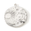 Pendentif Galaxie dans Cercle 21mm Acier Inoxydable 304 finition placage Argent Platine
