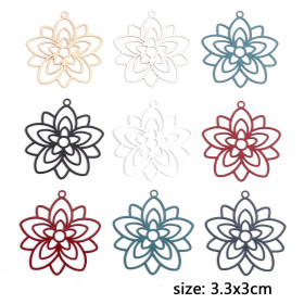 Estampes, pendentif filigrane, Fleur forme Mandala 30mm métal Coloris Noir DIY