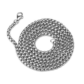 Sautoirs 80 cm - maille Paloma 2.5 mm - en Acier Inoxydable 201 placage Argent Platine