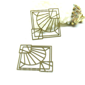 Estampes - pendentif Art Deco Losange 35 par 32 mm - Laiton finition Taupe