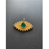 Pendentif Navette Amulette Œil de la protection Pierre Goutte Émeraude 11 par 22mm en Laiton finition Doré 18KT