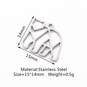 Pendentifs Ours style Origami 15mm – Acier Inoxydable 304 Argent Platine