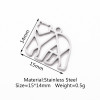 Pendentifs Ours style Origami 15mm – Acier Inoxydable 304 Argent Platine