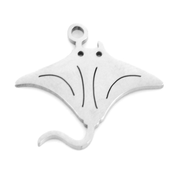 Pendentifs Raie Manta 18,5mm en Acier Inoxydable finition Argent platine