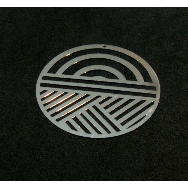 Estampes - pendentif Art DECO Cercle 40mm - Laiton finition Argent Platine