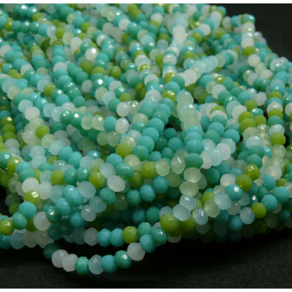 Perles - Rondelles - Verre Facettée 3 par 2mm