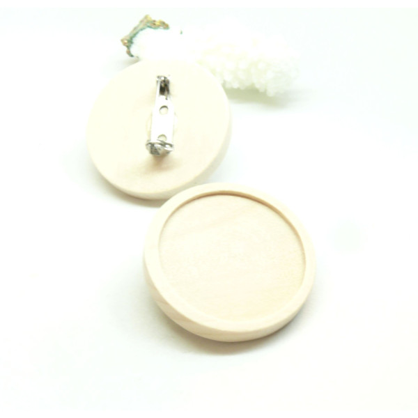 Supports de Broches plateau 30mm en Bois, Acier Inoxydable 304 finition Argent Platine