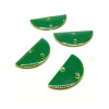 Connecteurs sequins, médaillons style résine émaillée , Biface Demi Cercle 20mm Cuivre coloris VERT
