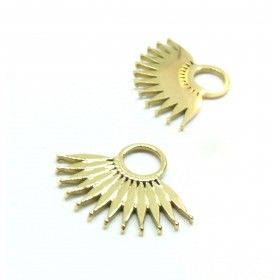 Pendentif forme Géométrique  Eventail 27.5mm en Acier Inoxydable 304 finition Doré 24KT Placage Ionique