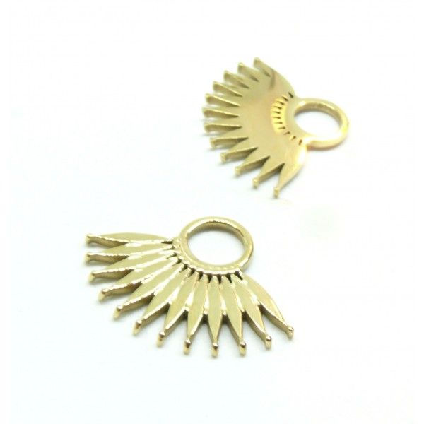 Pendentif forme Géométrique  Eventail 27.5mm en Acier Inoxydable 304 finition Doré 24KT Placage Ionique