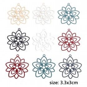 Estampes, pendentif filigrane, Fleur forme Mandala 30mm métal Coloris Gris, DIY
