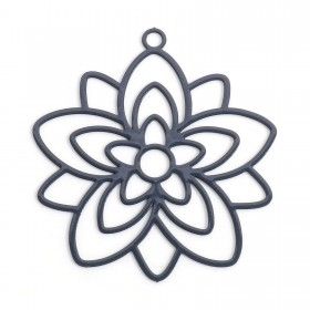 Estampes, pendentif filigrane, Fleur forme Mandala 30mm métal Coloris Gris, DIY