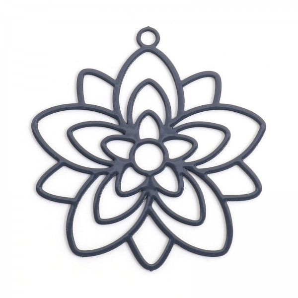 Estampes, pendentif filigrane, Fleur forme Mandala 30mm métal Coloris Gris, DIY