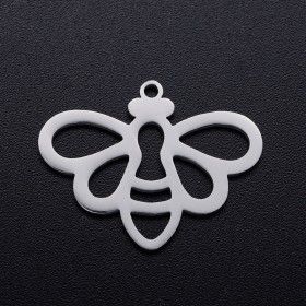 Pendentifs Abeille style Origami 25 par 19mm en Acier Inoxydable  201 finition Argent Platine