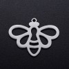 Pendentifs Abeille style Origami 25 par 19mm en Acier Inoxydable  201 finition Argent Platine