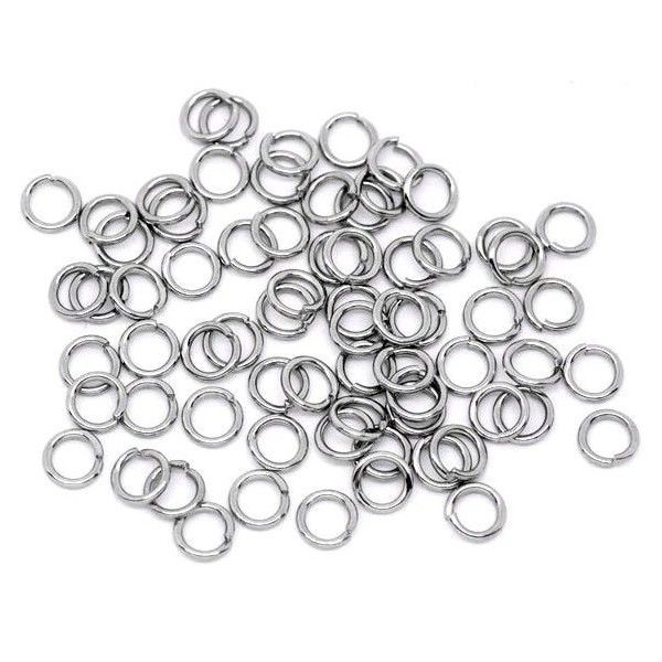 Anneaux de jonction 5 par 0.8mm, ACIER INOXYDABLE finition Argenté