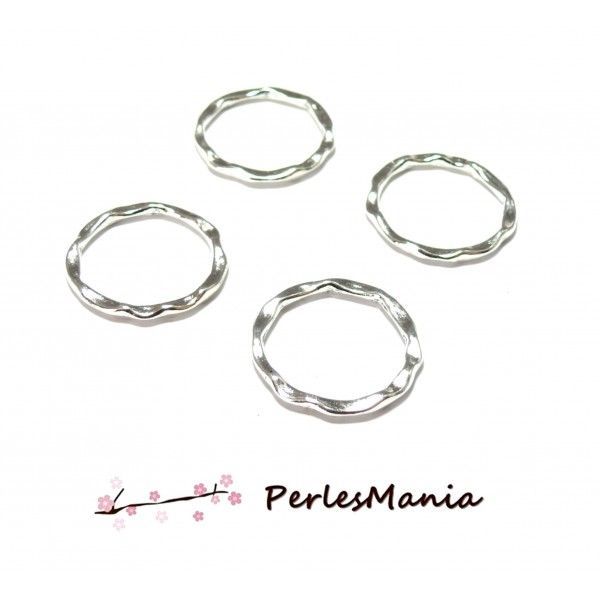 Pendentifs grand anneau connecteur fermé rond Argent Vif Martelé 23mm