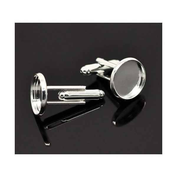 Supports Boutons de manchettes 14mm Cuivre Argent Vif