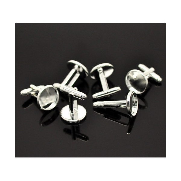 Supports Boutons de manchettes 14mm Cuivre Argent Vif