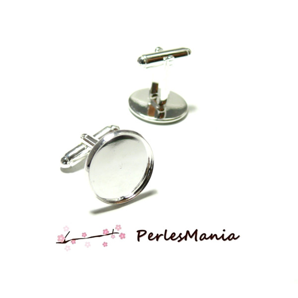 Supports Boutons de manchettes 14mm Cuivre Argent Vif