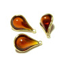 Pendentifs Goutte de Verre Ambre 18mm métal Doré
