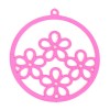 Estampes, pendentifs  multi fleurs dans cercle 25mm métal coloris Rose