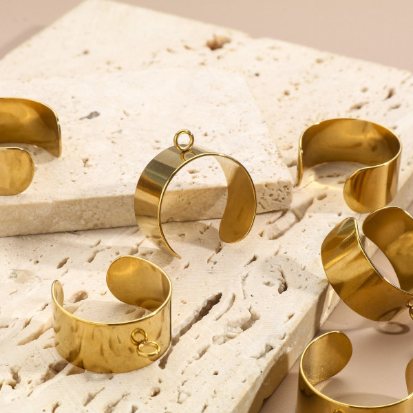 Support de bague largueur 10mm Acier Inoxydable 304 finition finition Doré 18KT