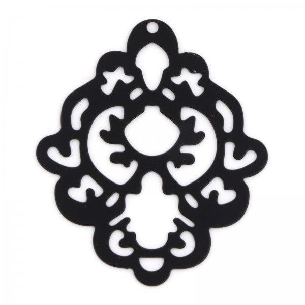 Estampes pendentif filigrane Arabesque 43mm métal finition Noir