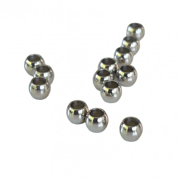 Perles intercalaires Rondes 3mm Trou 1,8mm en Acier Inoxydable 304 finition Argent Rhodié
