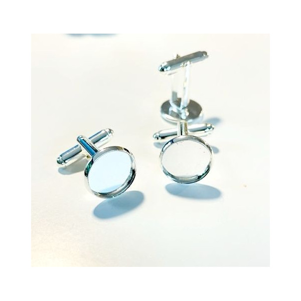 Supports Boutons de manchettes 12mm Laiton coloris ARGENT VIF