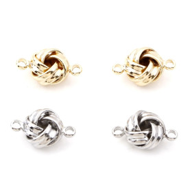 Connecteur Nœud 3D 13 par 8mm en Cuivre finition Platine