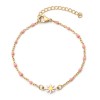 Bracelet - Marguerite Fleur résine émaille Rose 22 cm- en Acier Inoxydable 304 -finition Doré