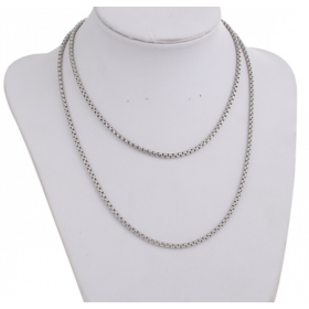 Sautoir 75 cm - maille Paloma 2.5mm - en Acier Inoxydable 304 placage Argent Platine