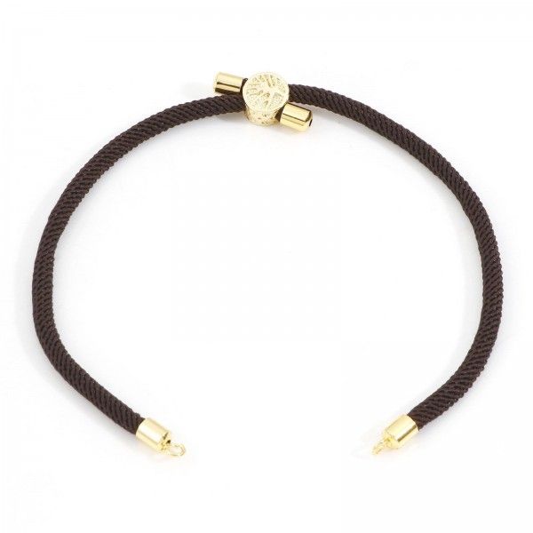 Support bracelet Intercalaire cordon Nylon ajustable avec accroche Slide Arbre Cuivre Doré Coloris Marron
