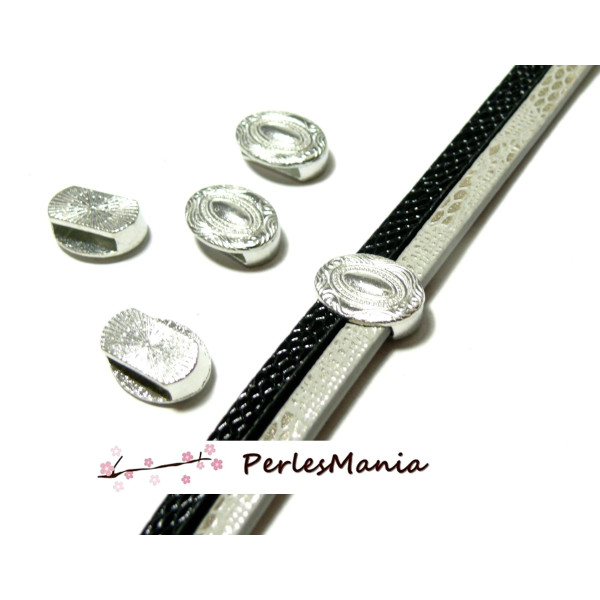 Passants Slides Ovales métal couleur Argent Platine pour cordons lanieres