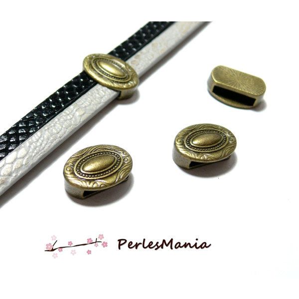 Passants slides ovale en métal couleur bronze