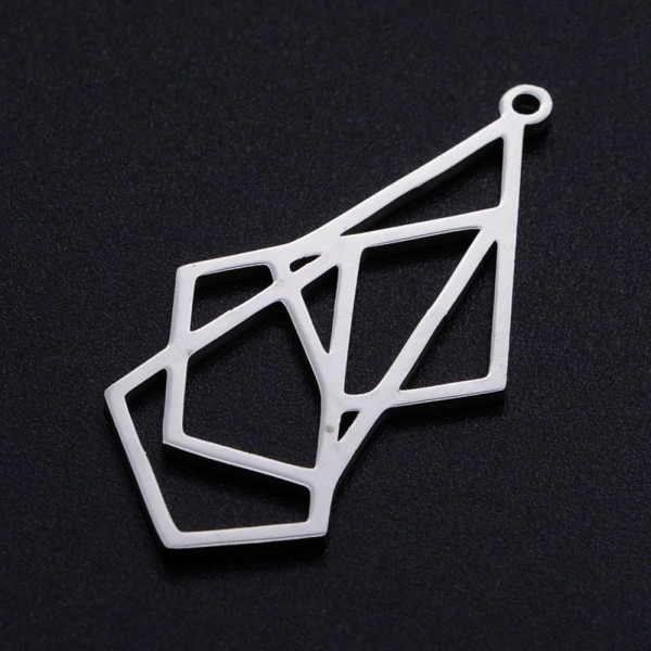 Pendentifs - Géométrique Multi Losange - 37 mm - Acier Inoxydable 304 Placage ionique Argenté