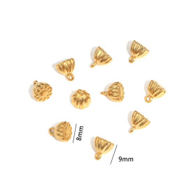 Pendentif - Graine de lotus - 9 mm - Acier Inoxydable 304 Placage Doré