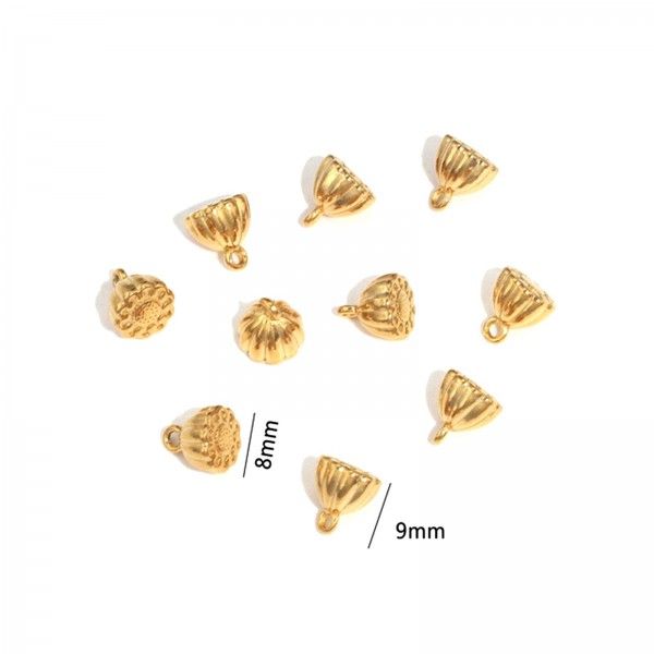 Pendentif - Graine de lotus - 9 mm - Acier Inoxydable 304 Placage Doré