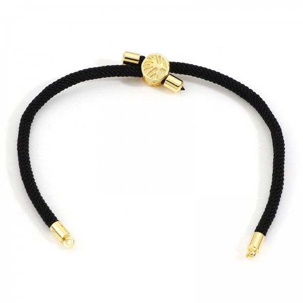 Support bracelet Intercalaire cordon Nylon ajustable avec accroche Slide Arbre Cuivre Doré Coloris Noir