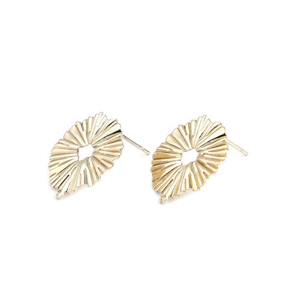 Boucles d'oreille - puce effet drapée avec attache -18mm - Laiton finition Doré placage 18KT