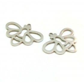 Pendentifs Abeille style Origami 25 par 19mm en Acier Inoxydable  201 finition Argent Platine